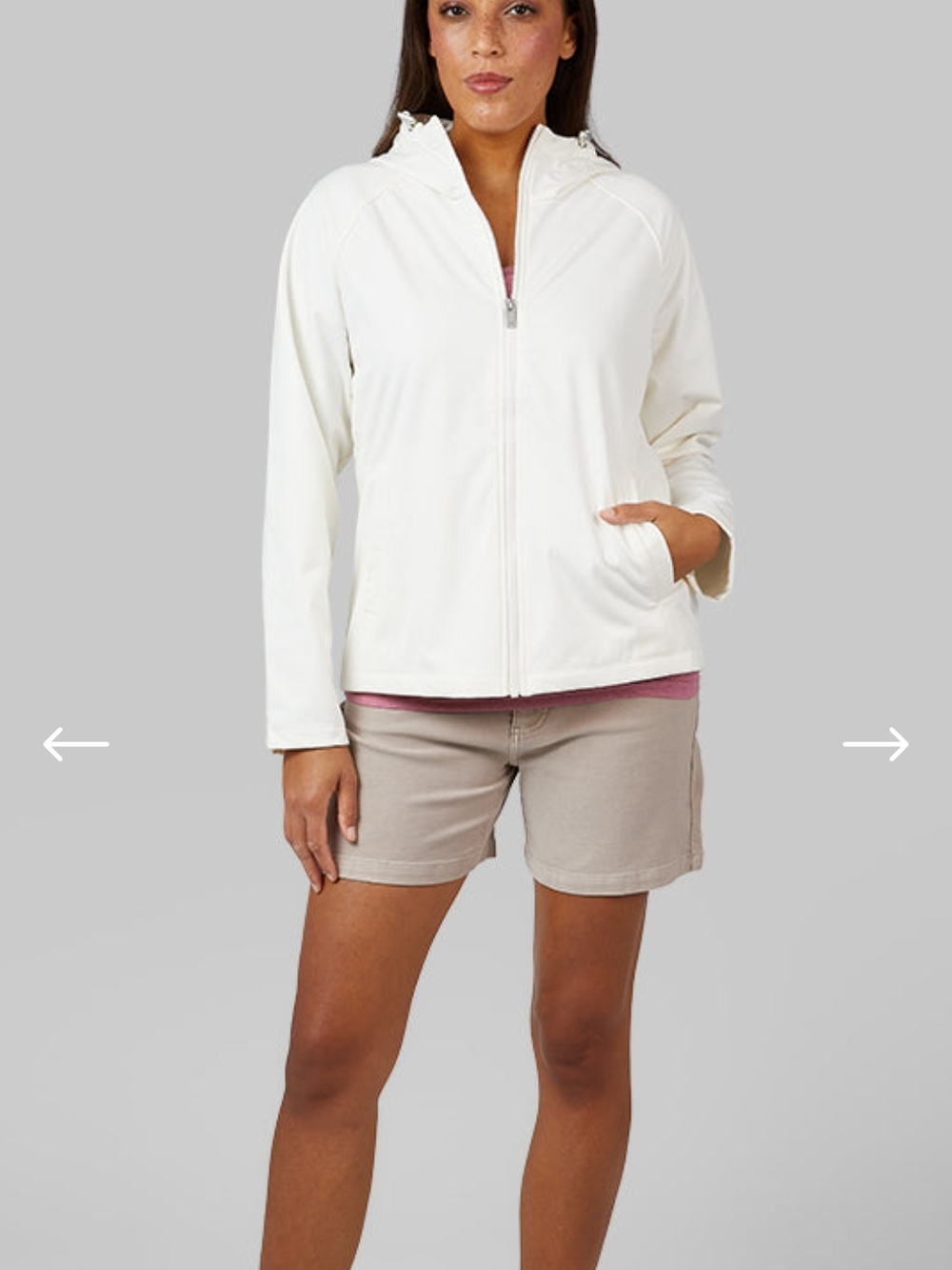 Lightweight White Zip Hoodie Jacket